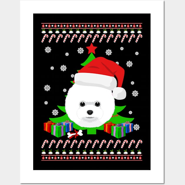 Bichon Frise Ugly Christmas Sweater Wall Art by QUYNH SOCIU